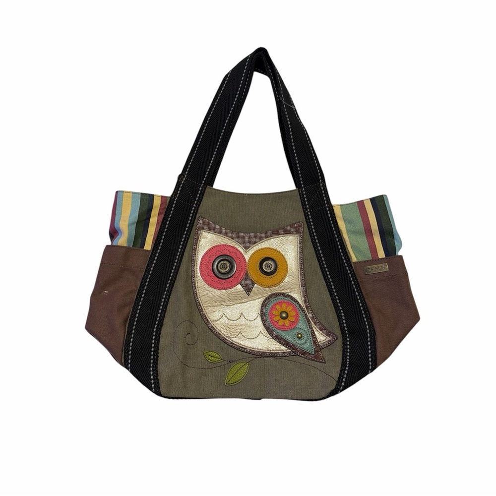 Chala Carryall Purse Canvas Owl Handbag Large Zip Tote Bag No Charms Boho Artsy